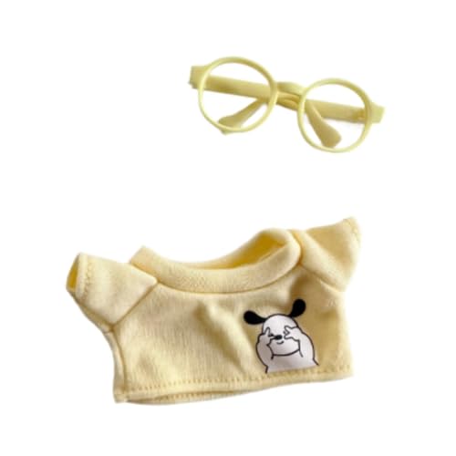 FLCPJGV Puppenkleidungsset für 17 cm Puppen, Zubehör und Outfits für Mädchen, mit Gelber Brille von FLCPJGV