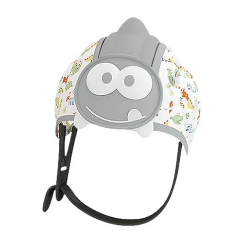 FLCPJGV Sicherheit Atmungsaktive Mütze Baby Schutzkappen Sicherer Helm Kopfkissen Babymütze Baby Kopfhelm zum Gehen Krabbeln Säugling, grau weiß von FLCPJGV