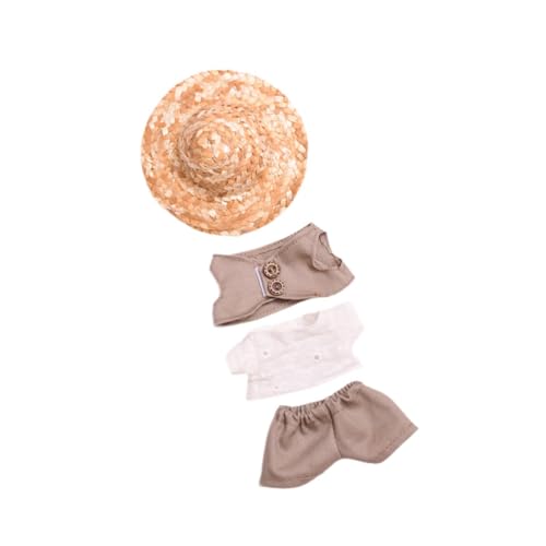 FLCPJGV Sommerhut für 15 cm Große Plüschpuppe, Modisches Accessoire für DIY Kostüme, 4-teiliges Set von FLCPJGV