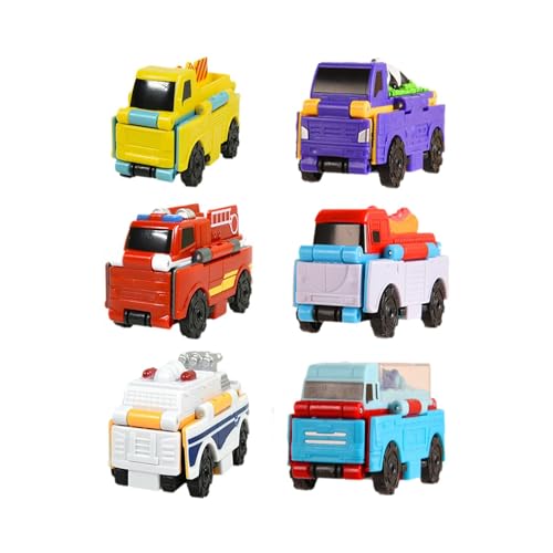 FLCPJGV Verwandlungsfähige Fahrzeuge, Miniatur Rennauto Spielzeug, Lernspielzeug für Kinder, 6 Stück Stadtauto von FLCPJGV