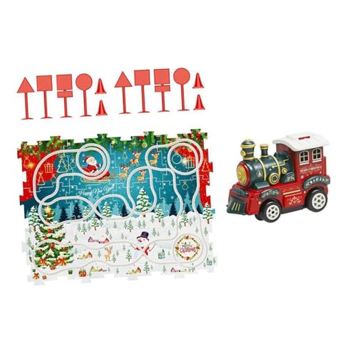 FLCPJGV Weihnachtszug-Puzzle-Spielzeug für Kinder, Eisenbahnwagen und Gleise, 25 Stück von FLCPJGV