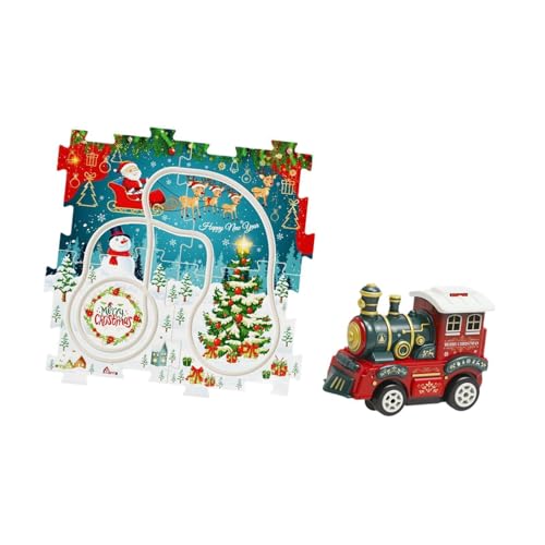 FLCPJGV Weihnachtszug-Puzzle-Spielzeug für Kinder, Eisenbahnwagen und Gleise, 5 Stück von FLCPJGV