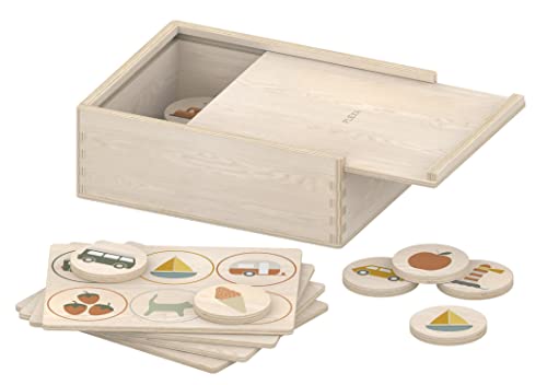 Flexa Holz-Memory-Spiel für Kinderab 3 Jahren, 36-teiliges Set, Montessori Lernspielzeug, FSC-zertifiziertes Birkenholz, Spiel für Kleinkinder, Lernspielzeug mit Aufbewahrungsbox von Flexa