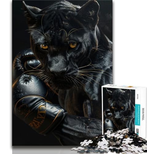 Black Leopard Boxer Puzzle für Teenager, 1000 Teile, Familienspaßspiele, ganze Familie, 38x26cm Black Leopard Boxer Puzzle für Teenager, 1000 Teile, Familienspaßspiele, ganze Familie, 38x26cm von FLKFDOZ