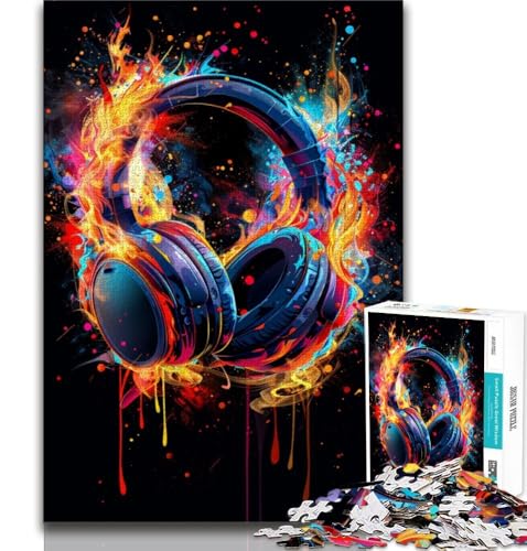 Puzzles für Teenager, 1000-teiliges Puzzle, Kopfhörer, Bunte Spritzkunst, Stressabbau, Staycation, Zeitvertreib, Eltern-Kind-Interaktion, 38x52cm Puzzles für Teenager, 1000-teiliges Puzzle, Kopfhörer, Bunte Spritzkunst, Stressabbau, Staycation, Zeitvertreib, Eltern-Kind-Interaktion, 38x52cm von FLKFDOZ
