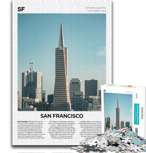 San Francisco Puzzles für Erwachsene und Jugendliche, 1000 Teile, Dekomprimierendes intellektuelles Lernspielzeug, Geburtstagsgeschenk, Geschenke, Wandkunst, 38x52cm San Francisco Puzzles für Erwachsene und Jugendliche, 1000 Teile, Dekomprimierendes intellektuelles Lernspielzeug, Geburtstagsgeschenk, Geschenke, Wandkunst, 38x52cm von FLKFDOZ
