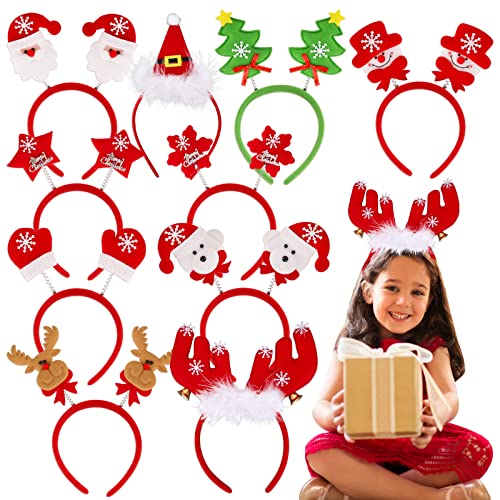 FLOFIA 10 Stk. Weihnachten Haarreifen Haarband Stirnband Weihnachtsdeko Haarschmuck Weihnachtsmann Weihnachtsbaum Kopfschmuck Weihnachtsschmuck Weihnachtsfeier für Erwachsenen Kinder von FLOFIA