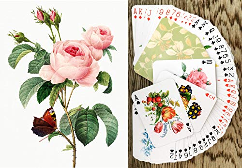 Flowers Roses Kartenspielen (Poker 54 Karten alle Anders) Vintage Graden Flowers Roses Wildflowers Engraving Painting by Redoute von FLONZGIFT