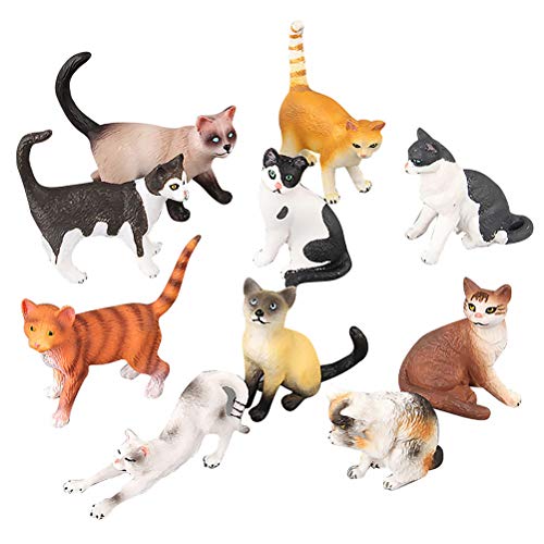 FLORMOON Realistische Tierfiguren 10 stück Katzenmodell Figur Enthält Schwarze weiße Katze Berman Katze usw. Pädagogische Lernspielwaren Geburtstagsgeschenk-Set für Kinder von FLORMOON