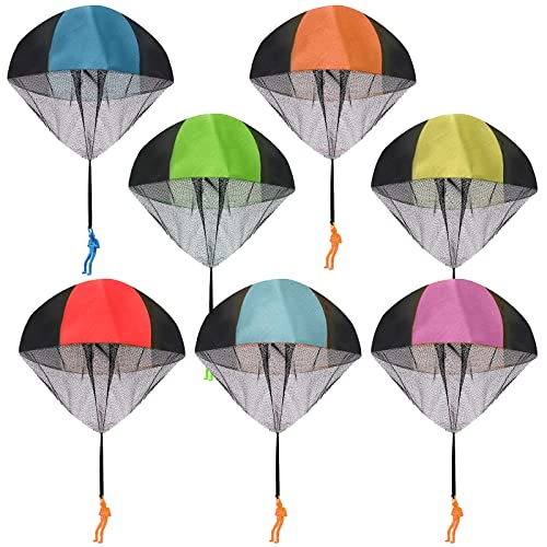 FLOTRUTE 7 Stück Fallschirm Spielzeug Kinder, Fallschirmspringer Hand werfen Fallschirm Outdoor Flugspielzeug Geschenk für Kinder, Wurf Parachute Spiele für Draußen von FLOTRUTE