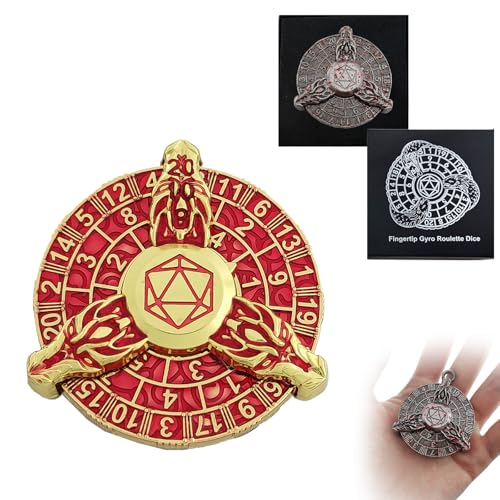 2024 Drachen Roulette Würfel-Spinner für DND-Würfelset, 7-in-1 Drachen Metall D&D Würfel mit Geschenkkoffer für Dungeons and Dragons Spiel, Geschenke für RPG-Rollenspiel-Tischspiele (Rot Gold) von FLUEFOWL