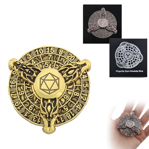 2024 Drachen Roulette Würfel-Spinner für DND-Würfelset, 7-in-1 Drachen Metall D&D Würfel mit Geschenkkoffer für Dungeons and Dragons Spiel, Geschenke für RPG-Rollenspiel-Tischspiele (Schwarz Kupfer) von FLUEFOWL