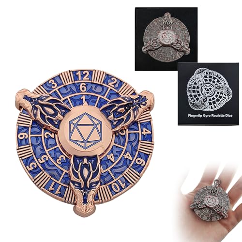 2025 Drachen Roulette Würfel-Spinner für DND-Würfelset, 7-in-1 Drachen Metall D&D Würfel mit Geschenkkoffer für Dungeons and Dragons Spiel, Geschenke für RPG-Rollenspiel-Tischspiele (Blau Gold) von FLUEFOWL