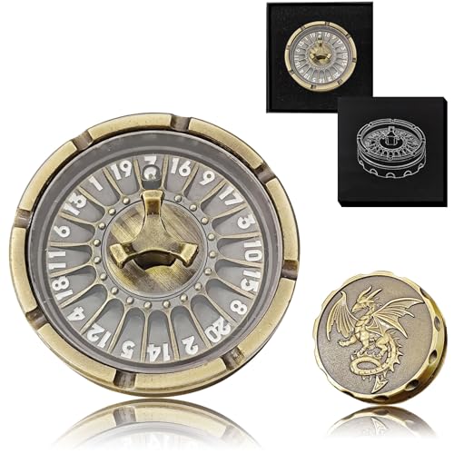 D20 Roulette Würfel Spinner für DND Würfel Set, 7-in-1 Drache Metallic D&D Würfel mit Geschenketui für Dungeons and Dragon Spiel, RPG Rollenspiel Tischspiel Geschenke (Antikes Gold) von FLUEFOWL