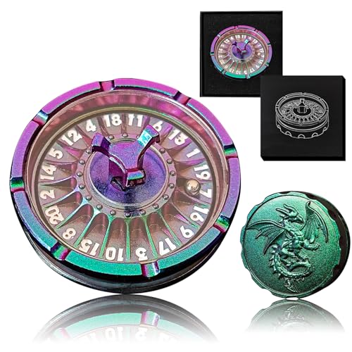 D20 Roulette Würfel Spinner für DND Würfel Set, 7-in-1 Drache Metallic D&D Würfel mit Geschenketui für Dungeons and Dragon Spiel, RPG Rollenspiel Tischspiel Geschenke (Farbverlauf) von FLUEFOWL