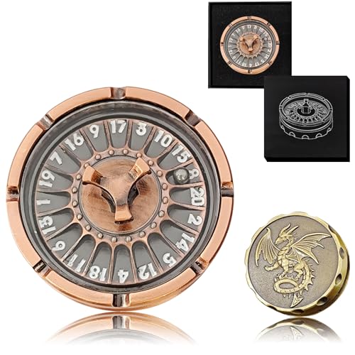 D20 Roulette Würfel Spinner für DND Würfel Set, 7-in-1 Drache Metallic D&D Würfel mit Geschenketui für Dungeons and Dragon Spiel, RPG Rollenspiel Tischspiel Geschenke (Kupfer) von FLUEFOWL