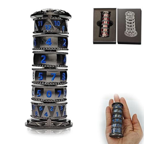 Dragonstone Keep Roulette Würfel-Spinner für DND-Würfelset, 7-in-1 Drachen-Metall-D&D-Würfel mit Geschenkkassette für Dungeons and Dragons, RPG-Rollenspiel und Tischspiel-Geschenke (Blau) von FLUEFOWL