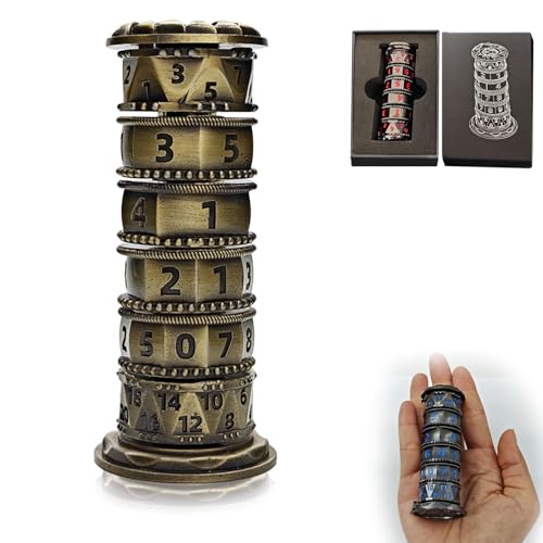 Dragonstone Keep Roulette Würfel-Spinner für DND-Würfelset, 7-in-1 Drachen-Metall-D&D-Würfel mit Geschenkkassette für Dungeons and Dragons, RPG-Rollenspiel und Tischspiel-Geschenke (Schwarz-Gold) von FLUEFOWL