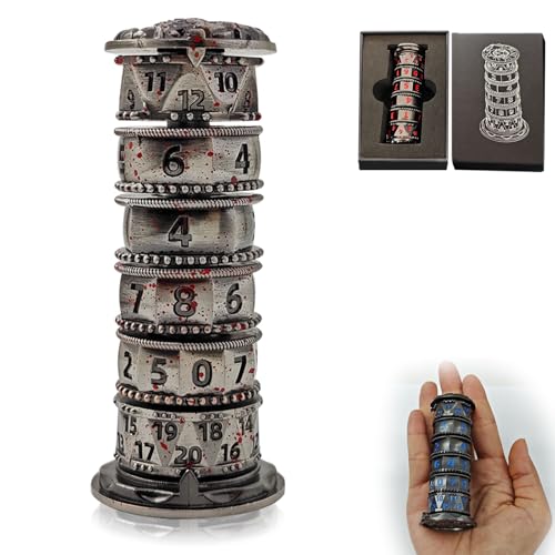 Dragonstone Keep Roulette Würfel-Spinner für DND-Würfelset, 7-in-1 Drachen-Metall-D&D-Würfel mit Geschenkkassette für Dungeons and Dragons, RPG-Rollenspiel und Tischspiel-Geschenke (Blutfleck) von FLUEFOWL