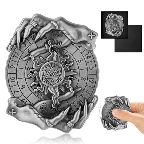 Shadow Claws Roulette Würfel Spinner für DND Würfel Set, 7-in-1 Drachen Metall D&D Würfel mit Geschenkkassette für Dungeons and Dragons Spiel, RPG Rollenspiel Tischspiel Geschenke (Schwarz) von FLUEFOWL