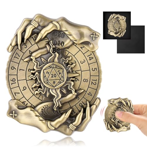 Shadow Claws Roulette Würfel Spinner für DND Würfel Set, 7-in-1 Drachen Metall D&D Würfel mit Geschenkkassette für Dungeons and Dragons Spiel, RPG Rollenspiel Tischspiel Geschenke (Schwarz-Gold) von FLUEFOWL