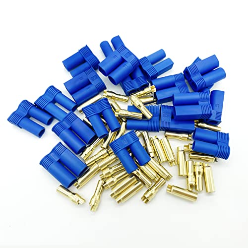 10 Paar EC5 Bananenstecker Weiblich Maennlich Rundstecker, EC5 5mm Anschlussstecker + Buchse Set Goldstecker Für RC ESC Akku LIPO Motor von FLY RC