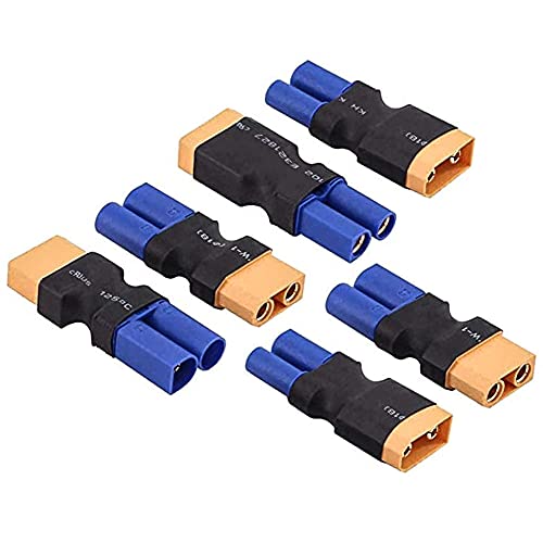 FLY RC 6 Stück XT90 zu EC5 Stecker Stecker Buchse Adapter Kompaktleuchte Drahtloser Netzstecker Adapter Anschluss UAV RC Modellauto Flugzeugbatterie (XT90 to EC5) von FLY RC