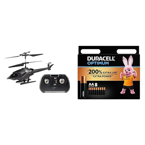 FLYBOTIC - Ferngesteuerter Hubschrauber - Sky Cheetah 24 cm - Anwendung innen - 3-Kanal-Infrarot-Flugspielzeug - Batterien enthalten - Spielzeug für Kinder ab 10 Jahren - 84718 + Duracell Optimum Batt von FLYBOTIC