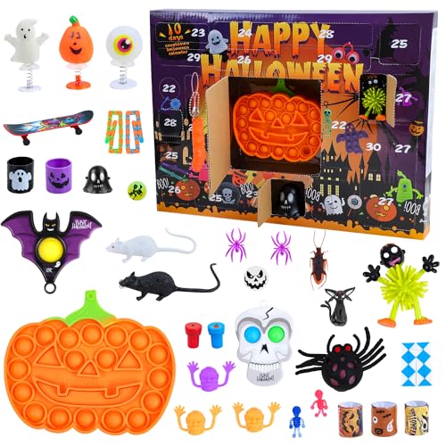 FLYISH DIRECT 34pcs Halloween Adventskalender für Kinder, Halloween Christmas Advent Calendar, Halloween Adventskalender Weihnachts Countdown Kalender von FLYISH DIRECT