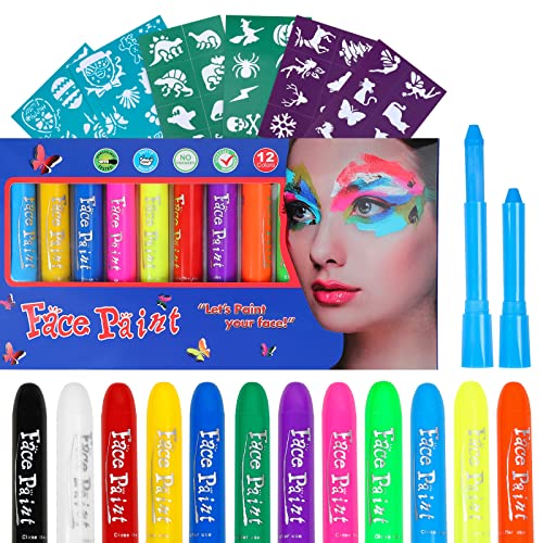 FLYISH DIRECT Faschingsschminke für Kinder, 12 Farben Kinderschminke, Schminkstifte Kinder für Halloween Karneval Party Fasching Make-up, Sicher & ungiftig von FLYISH DIRECT