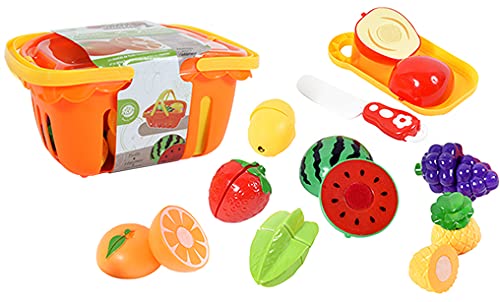 FLYPOP'S - Obst-Korb zum Ausschneiden - Rollenspiel - 018941 - Mehrfarbig - Kunststoff - Küche - Lebensmittel - Kinderspielzeug - Puppenküche - 26 cm x 19 cm - Ab 3 Jahren. von FLYPOP'S