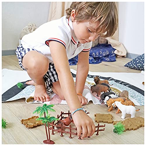 Zanimo & co - Wildtierfass und Zubehör - 030330 - Mehrfarbig - Kunststoff - 28 Stück - Kinder Spielzeug - Realistisch - Miniatur - Tierassortiment - Ab 3 Jahren von Zanimo & co