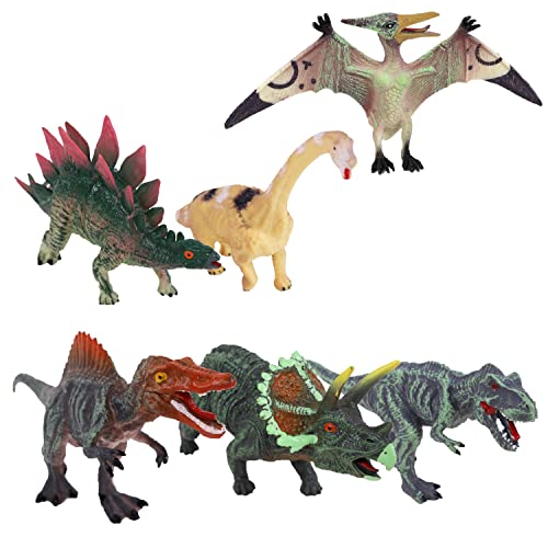 Zanimo & co 039615 6 Dinosaurier-039615-Grün-Kunststoff-Zum Sammeln-Kinderspielzeug-Realistisch-Miniatur-Tierassortiment-Ab 3 Jahren, Green, Beige, Brown and Red von FLYPOP'S