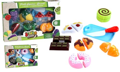 FLYPOP'S - Essen zum Kratzen - Rollenspiel - 015607 - Mehrfarbig - PlastikKüche - Lebensmittel - Kinderspielzeug - Obst - Gemüse - Kuchen - 32,5 cm x 21,5 cm - Ab 3 Jahren von FLYPOP'S