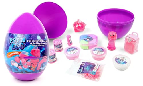 FLYPOP'S - Gefülltes Ei - Schleim - 035631 - Rosa - Kunststoff - Überraschung - Kinderspielzeug - Geburtstag - Textur - Geschenk - 26 cm x 16 cm - Ab 3 Jahren von FLYPOP'S