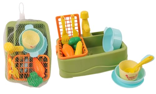FLYPOP'S - Geschirrset und Spüle - Rollenspiel - 033628 - Mehrfarbig - Kunststoff - Küche - Kinderspielzeug - Geschenk - Wasserhahn - Obst - Gemüse - Teeservice - Ab 3 Jahren von FLYPOP'S