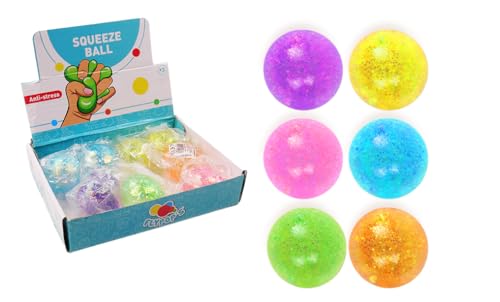 FLYPOP'S - Glitzernde Anti-Stress-Ball - Kermess-Spiel - 031076 - Zufällige Farbe - Kunststoff - Kind - Erwachsener - Rehabilitation - Angst - Zuckerball - 6 cm x 6 cm - Ab 3 Jahren von FLYPOP'S