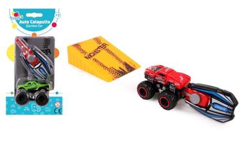 FLYPOP'S - Katapultauto mit Rampe - Minifahrzeug - 022884 Modelle - Kunststoff - Kinderspielzeug - Zubehör - Auto - Sprung - 6 cm - Ab 3 Jahren von FLYPOP'S