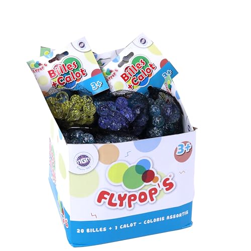 FLYPOP'S - Kugeln Nuggets - Freizeitspiel - 033031 - Zufällige Farbe - Glas - Geschicklichkeitsspiel - Kinderspielzeug - 1,6 cm x 1,6 cm - Ab 3 Jahren von FLYPOP'S