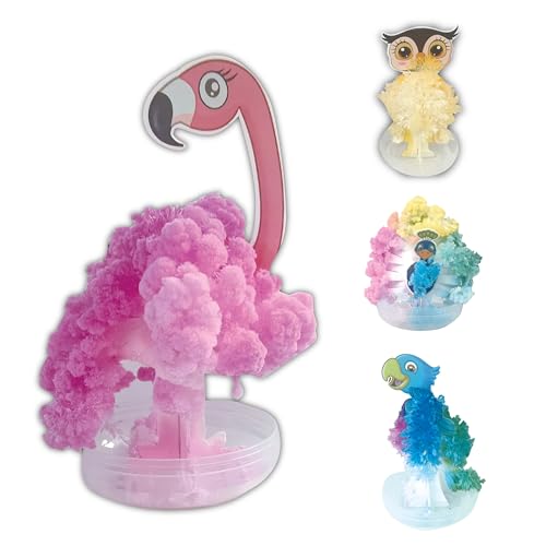 FLYPOP'S - Magische Papiertiere - Wissenschaftsspiel - 037780 - Zufälliges Modell - Papier - Geschenk - Kristall - Kristallisation - Pfau - Papagei - Eule - Flamingo - 10 cm - Ab 5 Jahren von FLYPOP'S