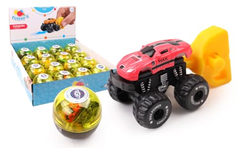 FLYPOP'S Monster Truck Ei – Fahrzeug Friction – 023885 Kunststoff – Katapult – Fahrzeug – Miniatur – Antrieb – Geschenk – 4,5 cm – ab 3 Jahren von FLYPOP'S