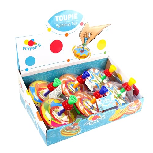 FLYPOP'S - Pack mit 6 Kreiseln - Spielzeug für Kinder - 030180PA - Mehrfarbig - Kunststoff - Rotation - Geschwindigkeit - Geschenk - verspielt - Geburtstag - Kinderspielzeug - 13 cm - ab 3 Jahren von FLYPOP'S