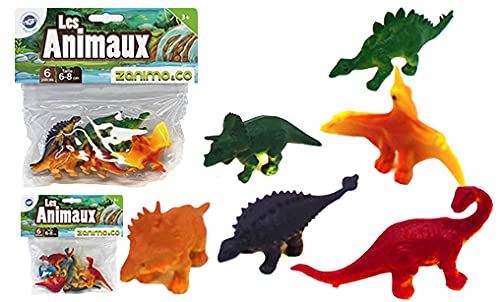 Zanimo & co - 6 Dinosaurier - 031337 - Zufälliges Modell - Kunststoff - Zum Sammeln - Kinder Spielzeug - Realistisch - Miniatur - Tier Sortiment - Ab 3 Jahren von FLYPOP'S