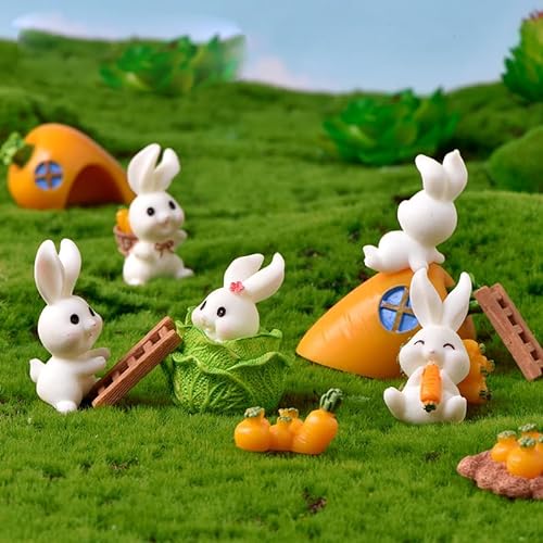 FLyifE Kaninchen Toy Figures, 20 Stück Kaninchen Figuren Klein, Miniatur Kaninchen Figuren, Realistische Kaninchenfiguren,Ornamente Miniatur Kaninchen, Tortenaufsätze Geschenk Für Kaninchenliebhaber von FLyifE