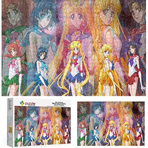 Puzzle 1000 Teile Anime Sailor Moon Poster Papp Kinderspielzeug Dekompressionsspiel,Papppuzzle（38x26cm） von FOBZZY