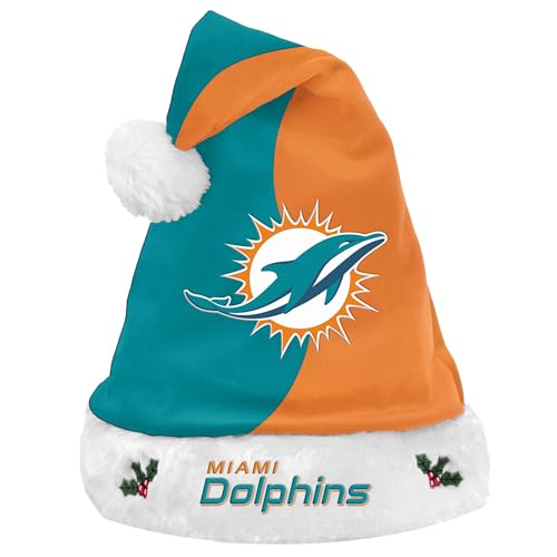 FOCO NFL 2017 Basic Plüsch Holiday Christmas Santa Hat (Miami Dolphins) von FOCO