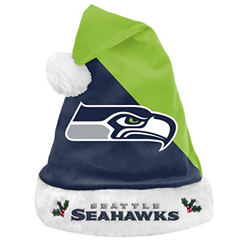 FOCO Seattle Seahawks NFL 2021 Colorblock Santa Hat - Stück von FOCO