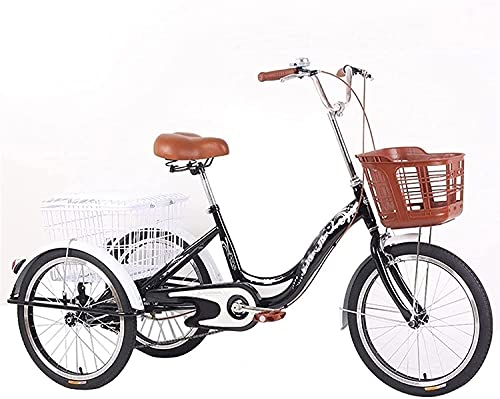 Dreirad für Erwachsene, 3-Rad-Einkaufsfahrrad, 3-Rad-Cruiser-Trike-Fahrräder, Dreirad for Erwachsene, Senioren, Damen und Herren, 1-Gang-3-Rad-Fahrrad-Trike mit Einkaufskorb, dreirädriges Liegerad von FOELANNE