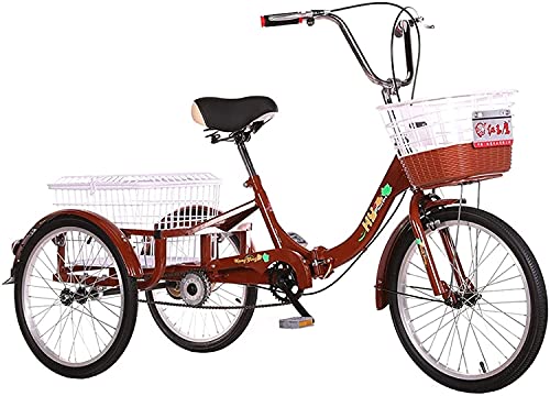 Dreirad für Erwachsene, 3-Rad-Einkaufsfahrrad, 3-Rad-Cruiser-Trike-Fahrräder, zusammenklappbares Dreirad for Erwachsene, 20-Zoll-Trike, 3-Rad-Fahrräder mit großem Korb, tiefer Einstieg durch den Rahme von FOELANNE