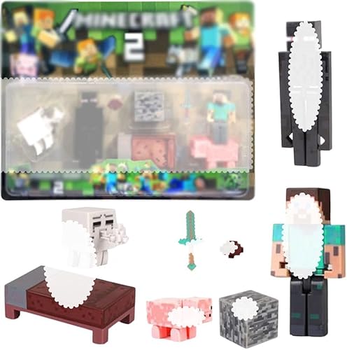 FOGARI 8 Stück Mine-Craft Figuren, Mine-Craft Spielzeug, Enthält Charaktere, Tiere, Vorräte, Waffen, Erze, Actionfiguren zum Spielen, Tauschen und Sammeln von FOGARI